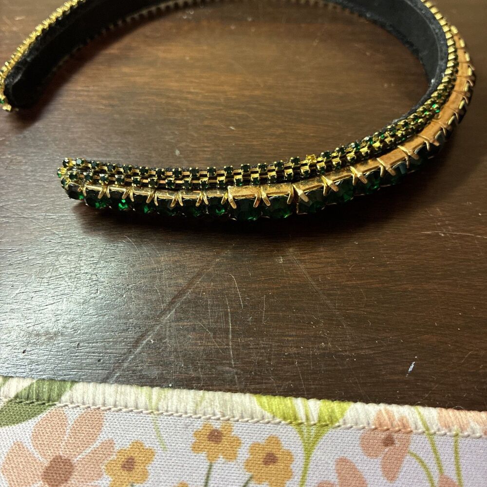 Green Rhinestone Headband - Picture 2 of 6